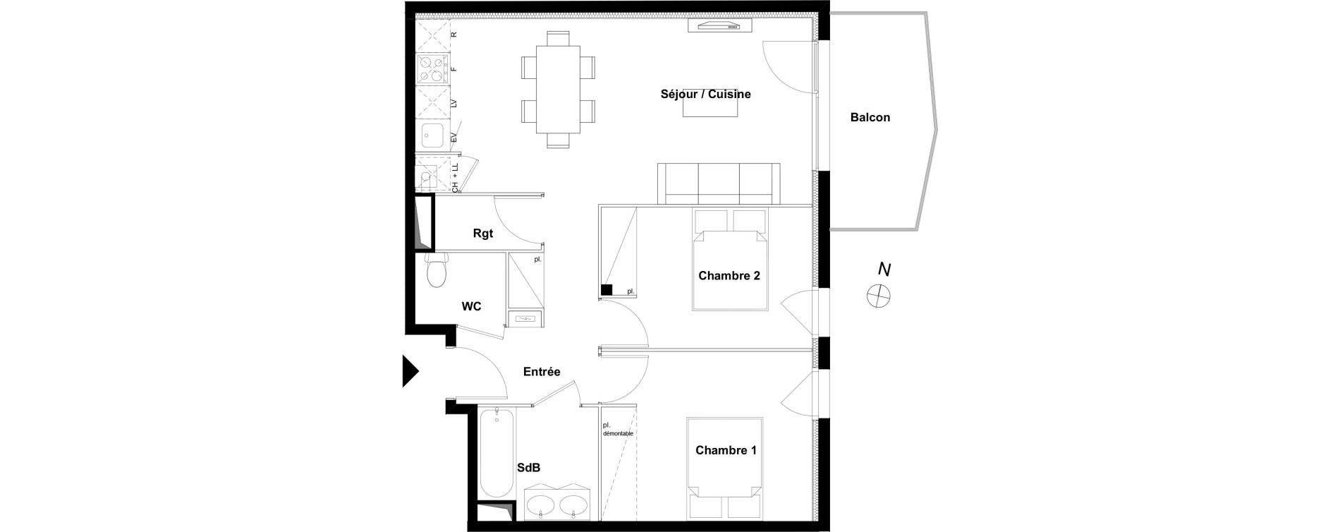 Appartement T3 de 61,25 m2 &agrave; Aucamville Centre