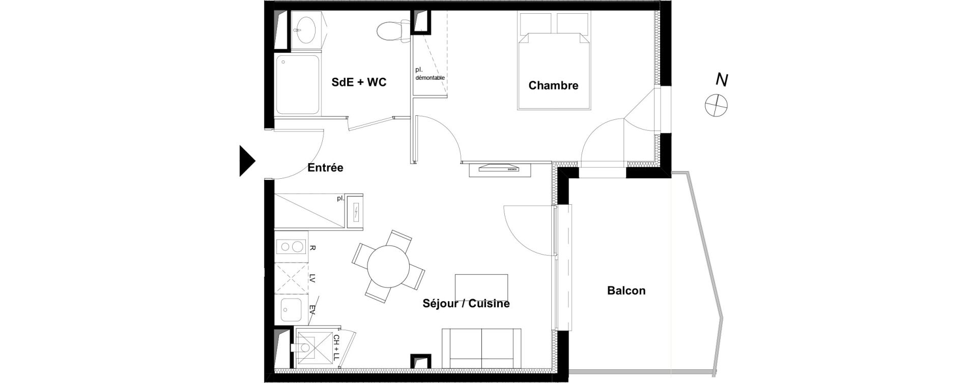 Appartement T2 de 39,66 m2 &agrave; Aucamville Centre