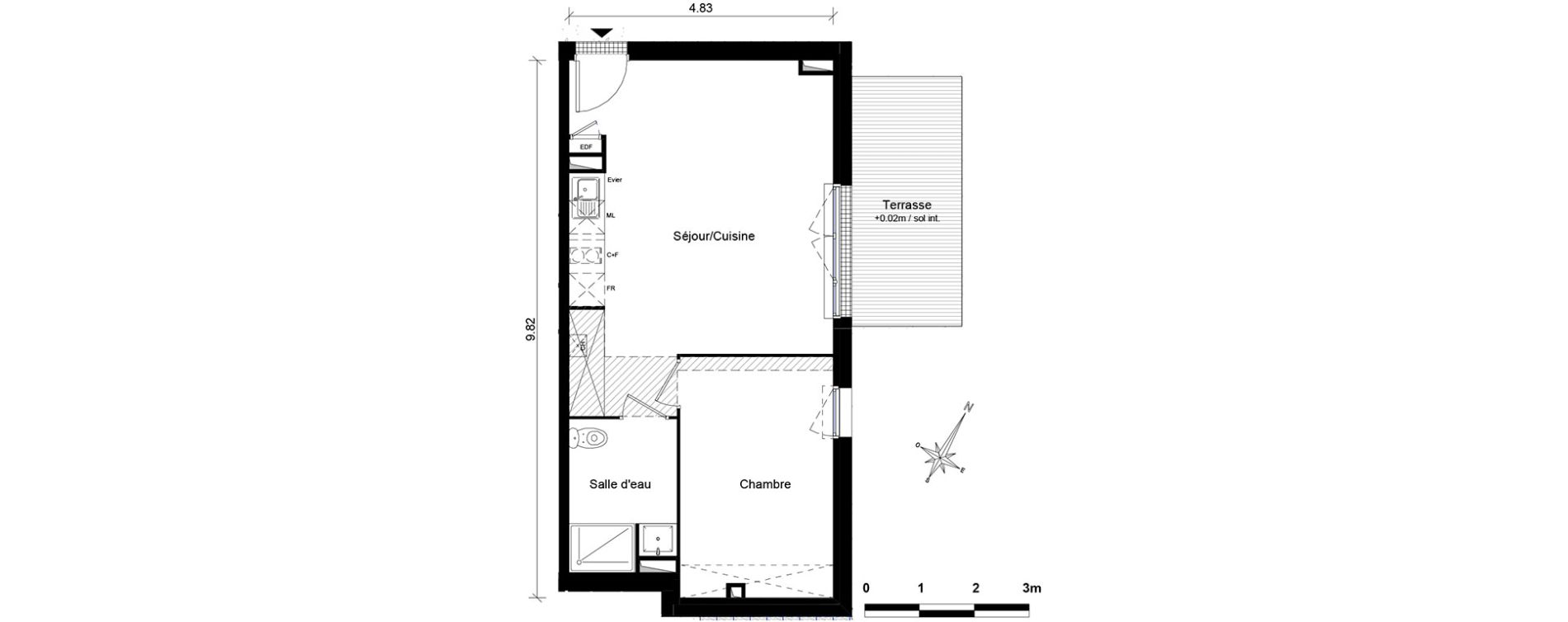 Appartement T2 de 44,99 m2 &agrave; Aucamville Centre