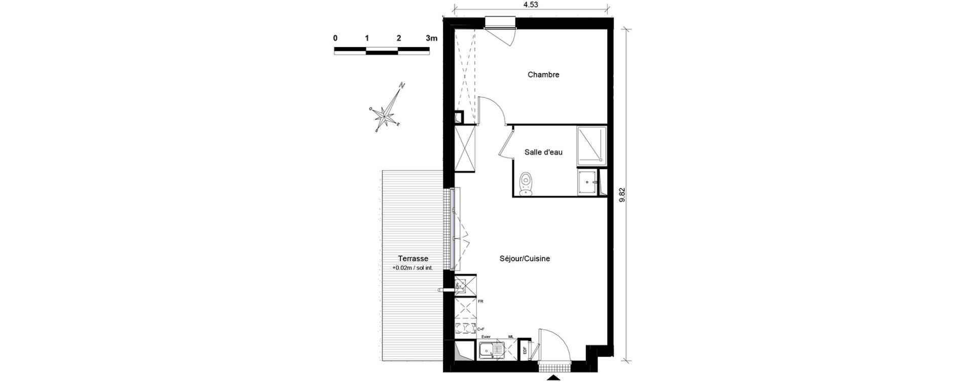 Appartement T2 de 42,47 m2 &agrave; Aucamville Centre