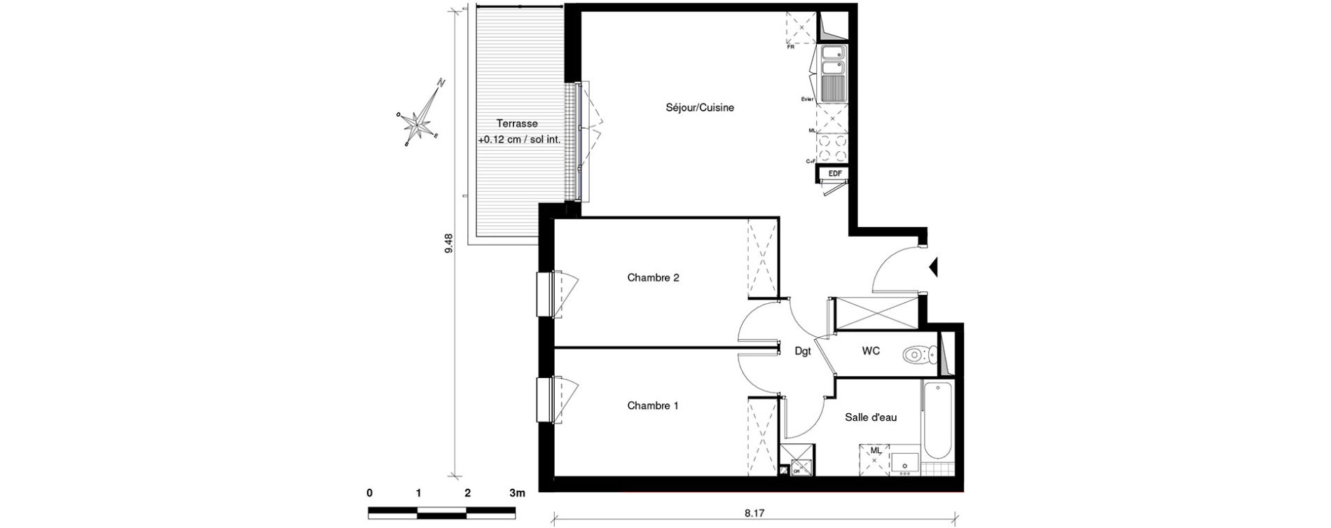 Appartement T3 de 63,34 m2 &agrave; Aucamville Centre