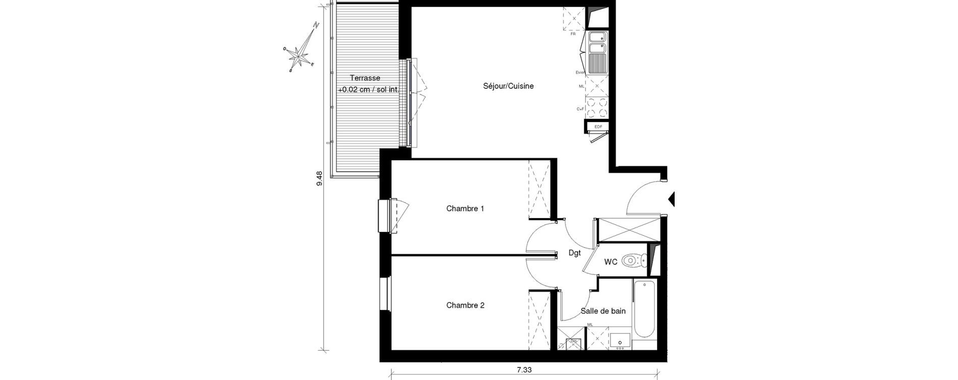 Appartement T3 de 58,70 m2 &agrave; Aucamville Centre