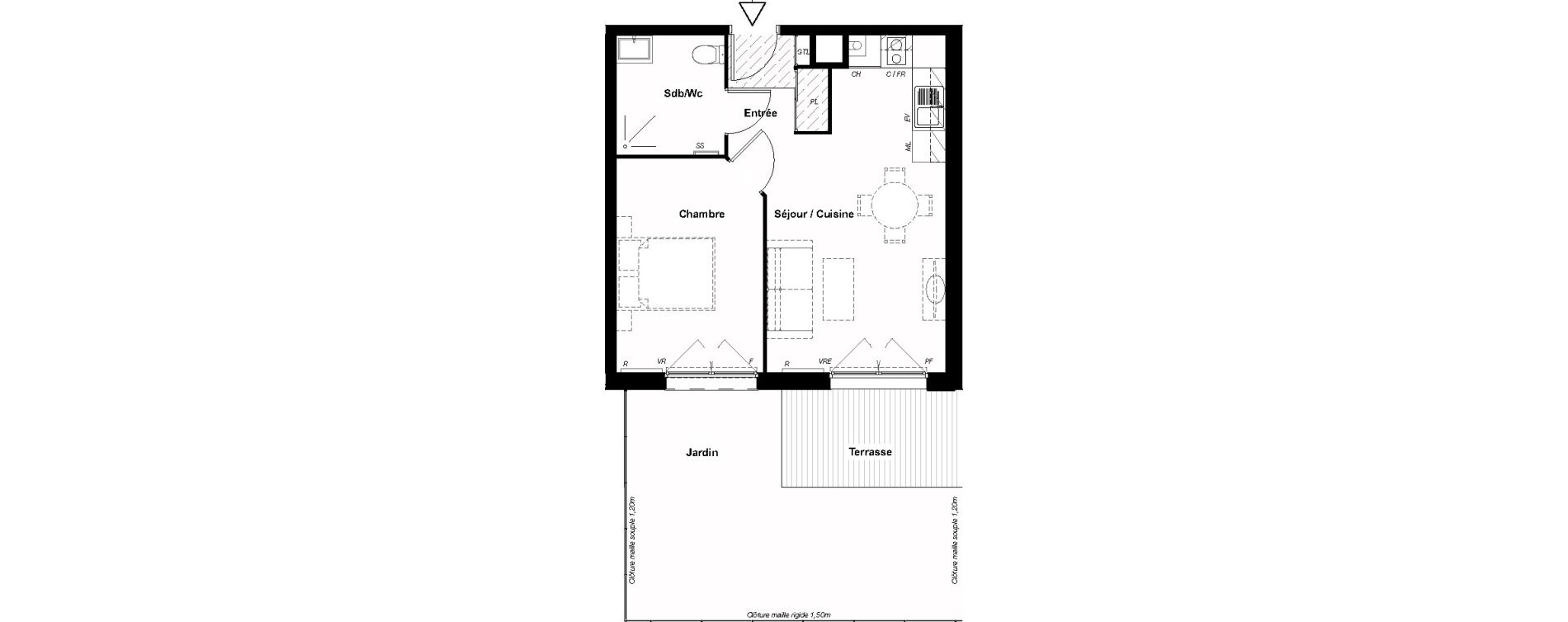 Appartement T2 de 40,69 m2 &agrave; Aucamville Centre