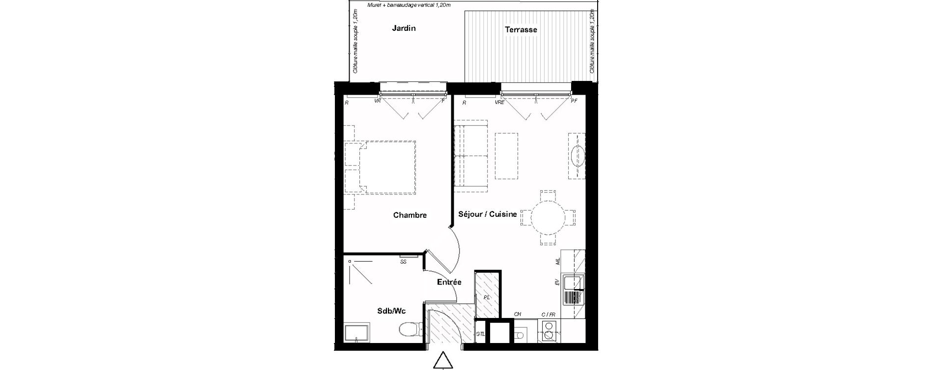 Appartement T2 de 40,69 m2 &agrave; Aucamville Centre