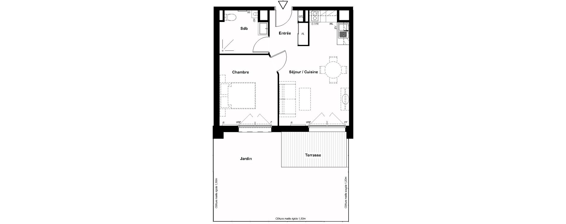 Appartement T2 de 41,43 m2 &agrave; Aucamville Centre