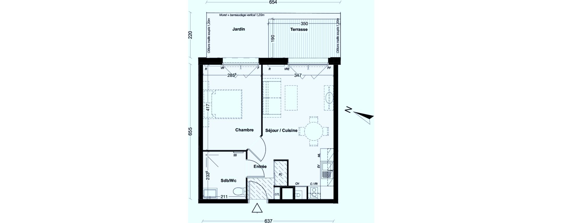 Appartement T2 de 40,58 m2 &agrave; Aucamville Centre