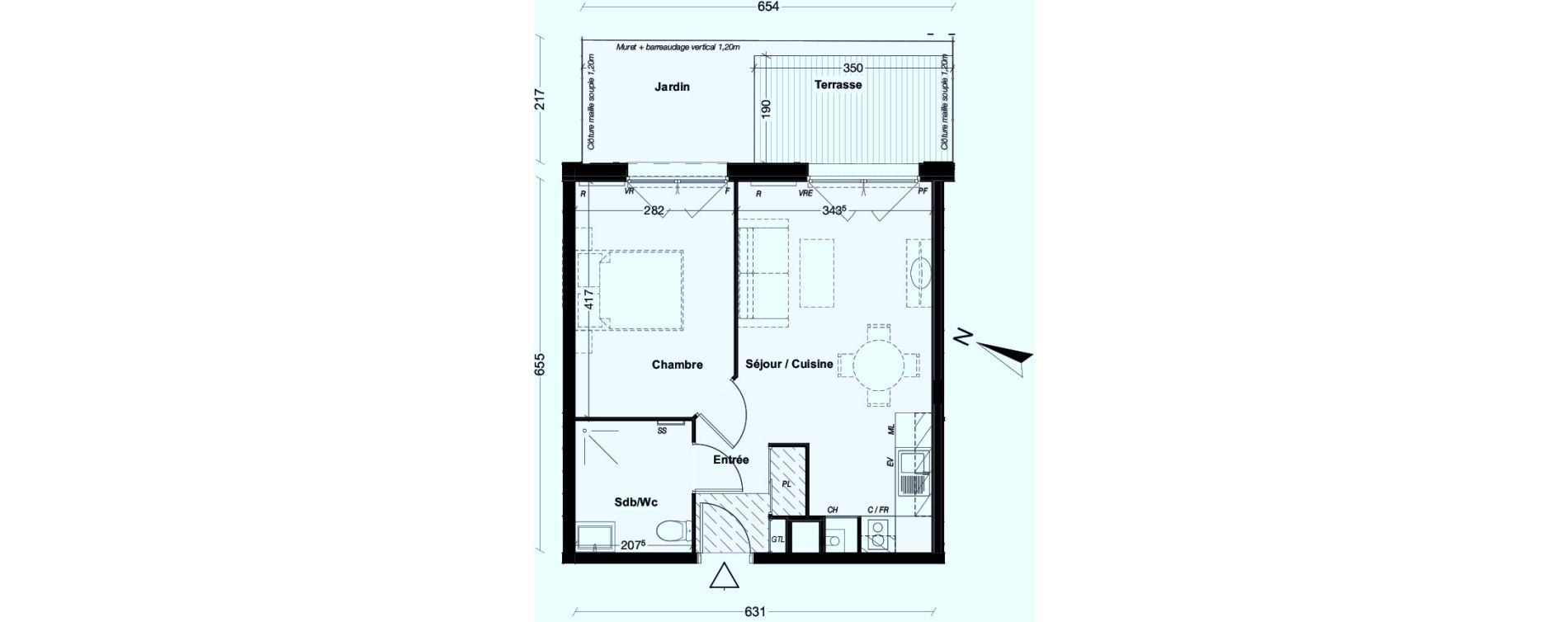 Appartement T2 de 40,16 m2 &agrave; Aucamville Centre