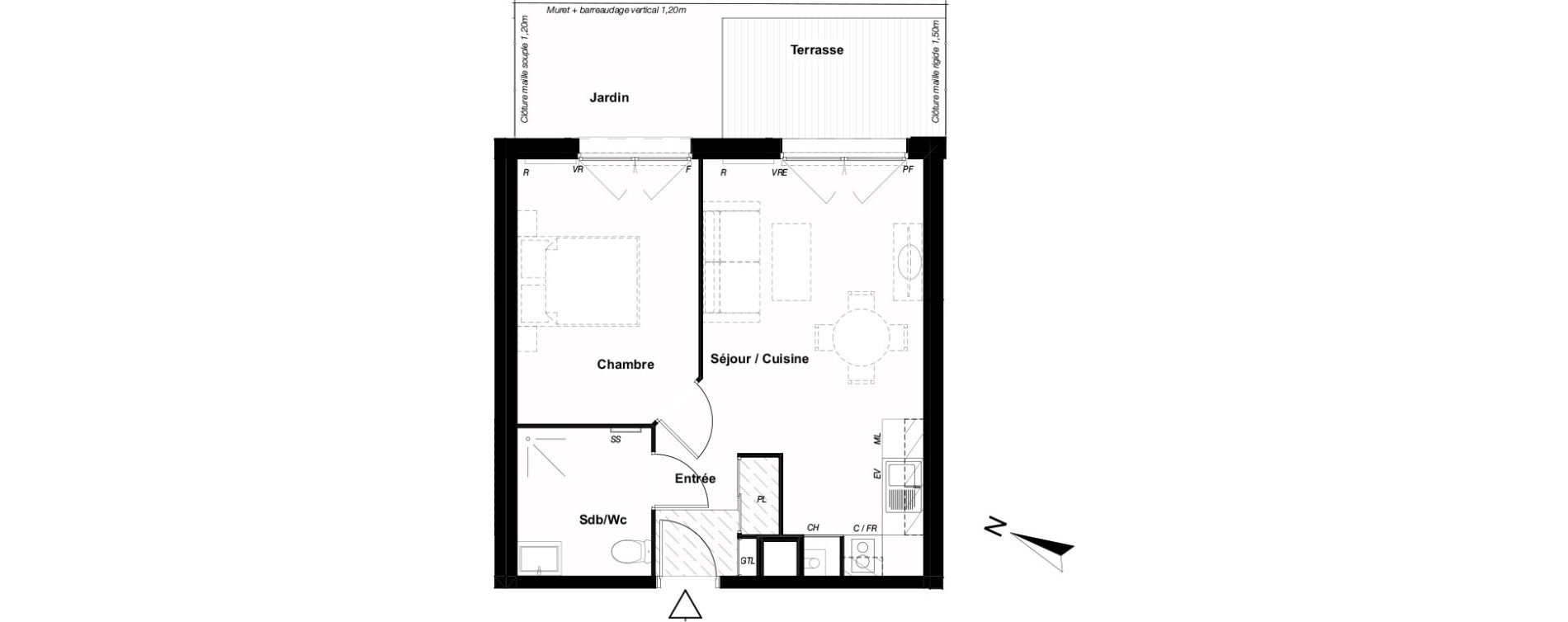 Appartement T2 de 40,62 m2 &agrave; Aucamville Centre