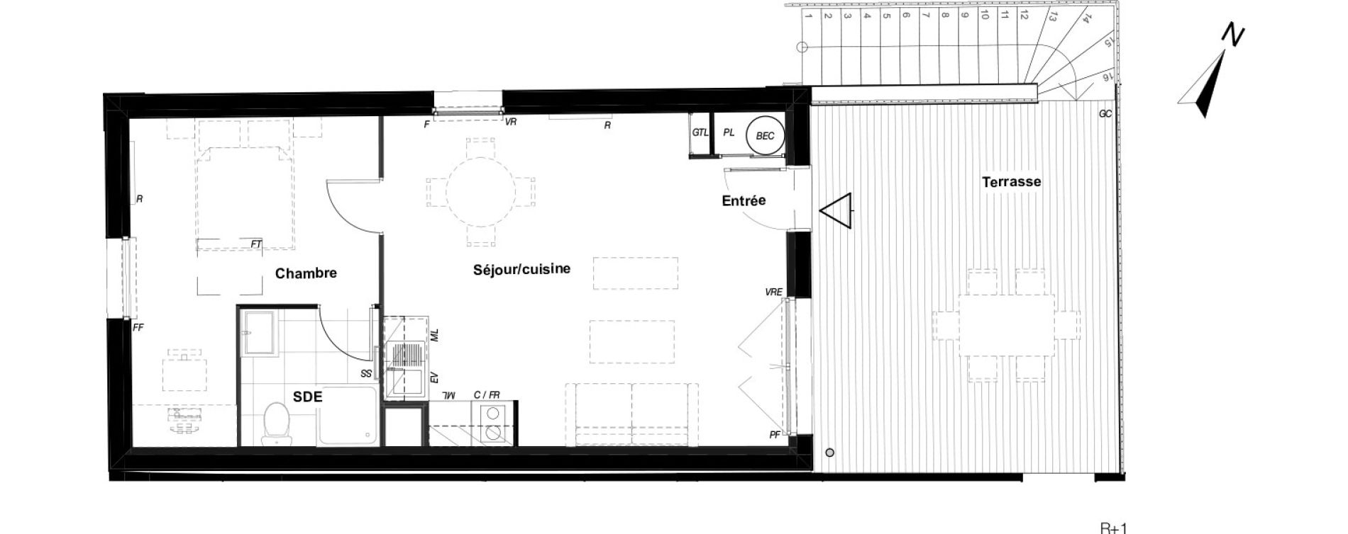 Appartement T2 de 43,58 m2 &agrave; Aucamville Centre