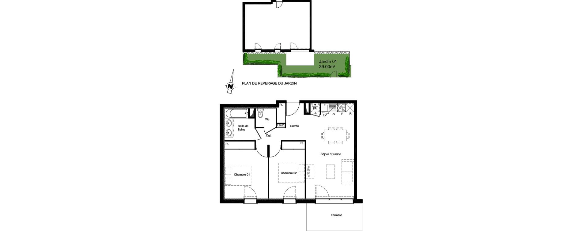 Appartement T3 de 60,37 m2 &agrave; Aucamville Les violettes