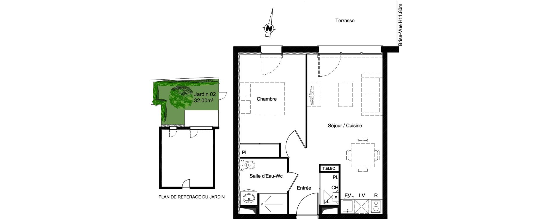 Appartement T2 de 40,26 m2 &agrave; Aucamville Les violettes