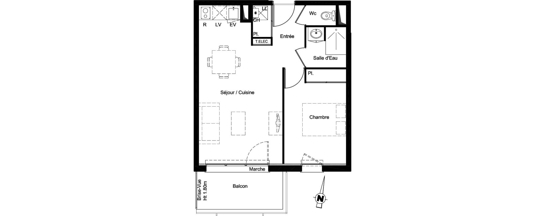 Appartement T2 de 42,00 m2 &agrave; Aucamville Les violettes