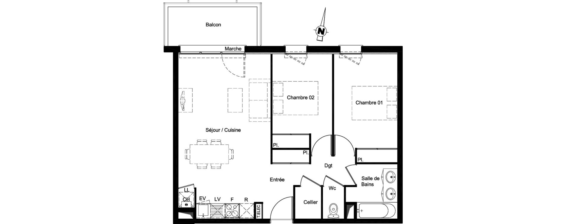 Appartement T3 de 60,42 m2 &agrave; Aucamville Les violettes