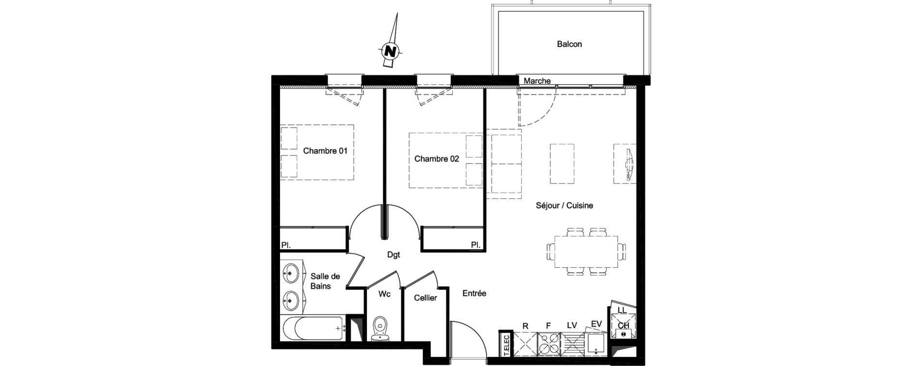 Appartement T3 de 58,91 m2 &agrave; Aucamville Les violettes