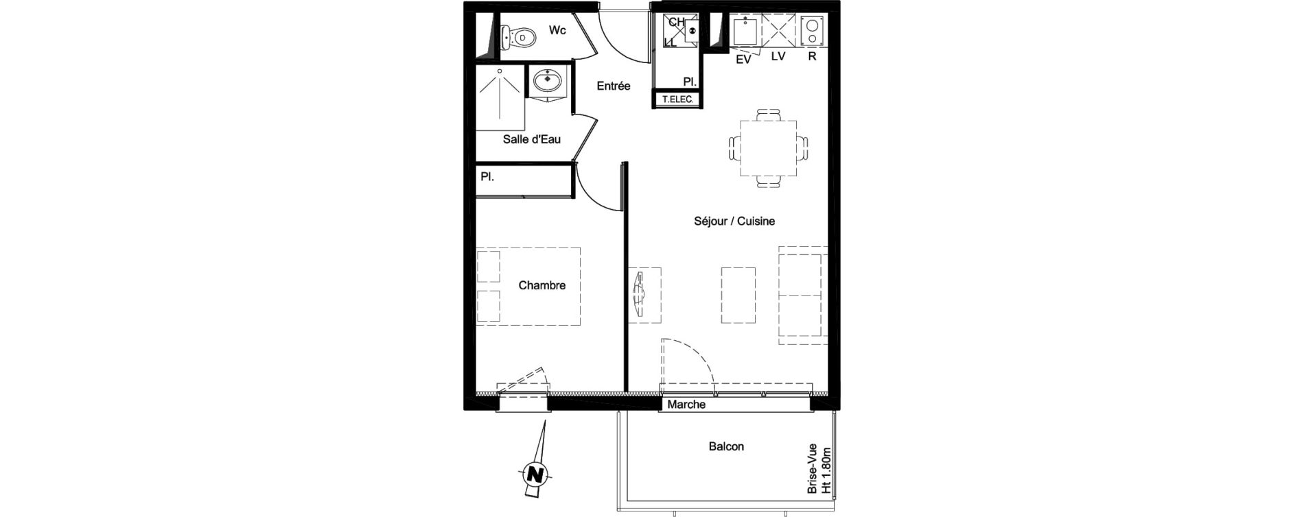 Appartement T2 de 42,00 m2 &agrave; Aucamville Les violettes