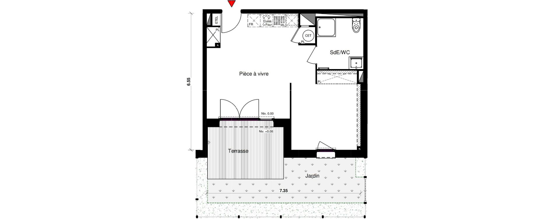 Appartement T1 bis de 40,40 m2 &agrave; Aucamville Centre