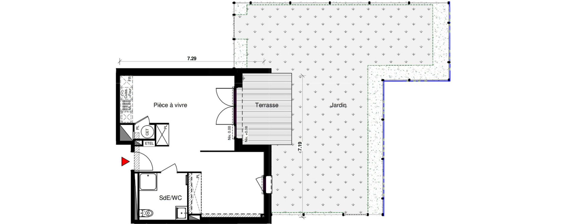Appartement T1 bis de 41,88 m2 &agrave; Aucamville Centre