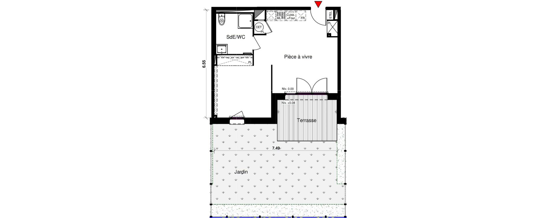 Appartement T1 bis de 40,87 m2 &agrave; Aucamville Centre