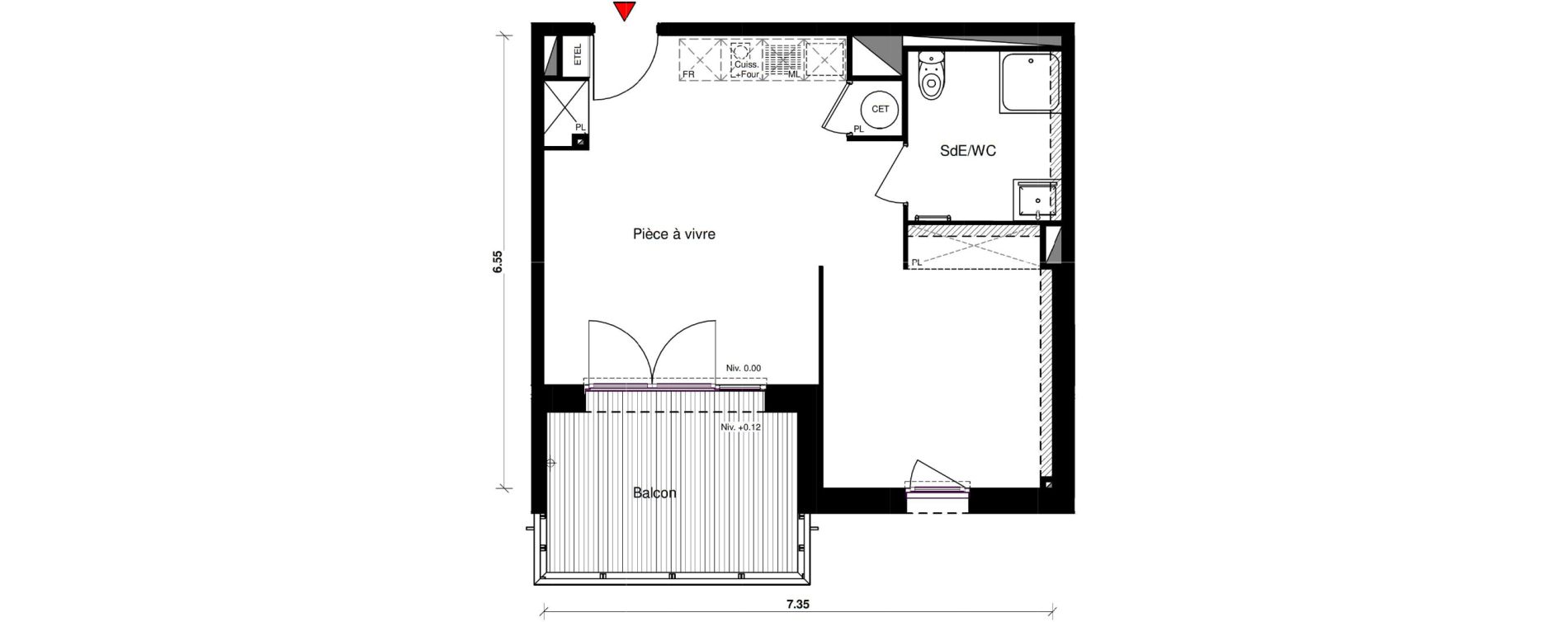 Appartement T1 bis de 40,40 m2 &agrave; Aucamville Centre