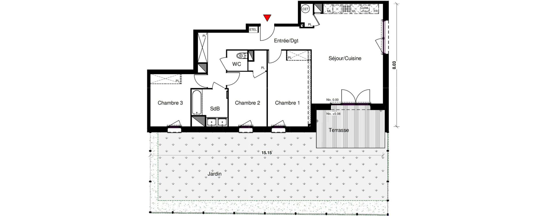 Appartement T4 de 85,54 m2 &agrave; Aucamville Centre