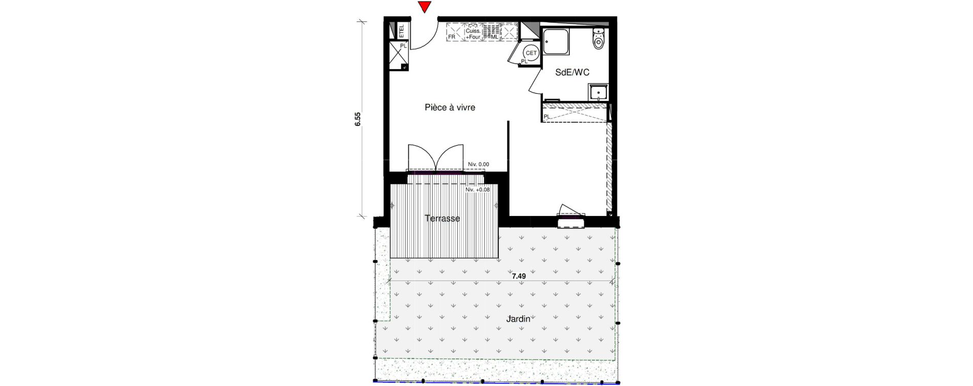 Appartement T1 bis de 40,87 m2 &agrave; Aucamville Centre