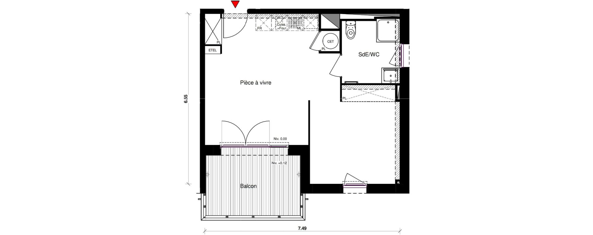 Appartement T1 bis de 41,23 m2 &agrave; Aucamville Centre