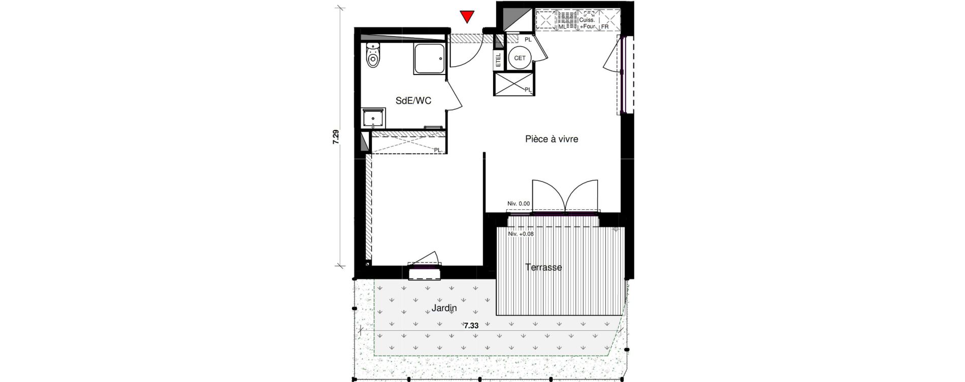 Appartement T1 bis de 41,85 m2 &agrave; Aucamville Centre