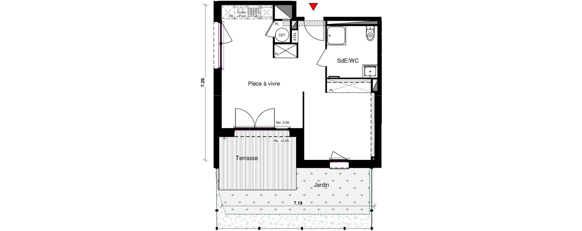 Appartement T1 bis de 41,85 m2 &agrave; Aucamville Centre