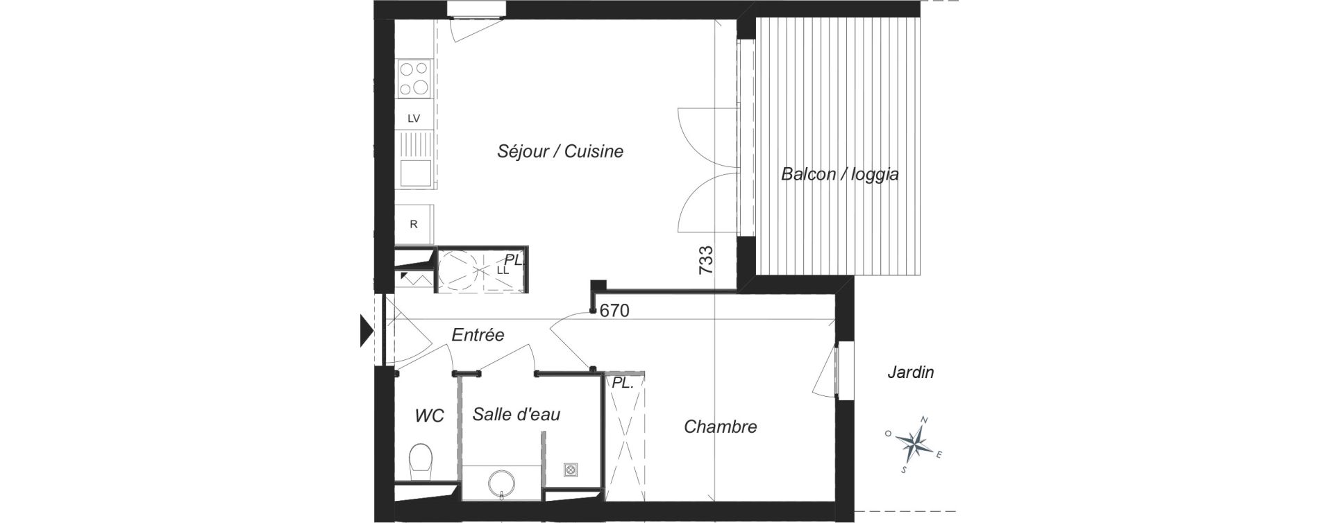 Appartement T2 de 41,50 m2 &agrave; Aucamville L'hers