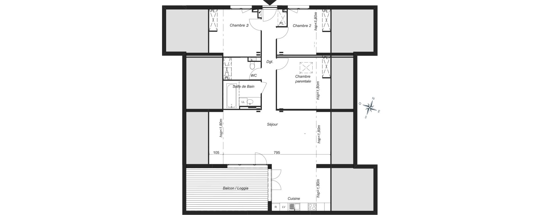 Appartement T4 de 87,15 m2 &agrave; Aucamville L'hers