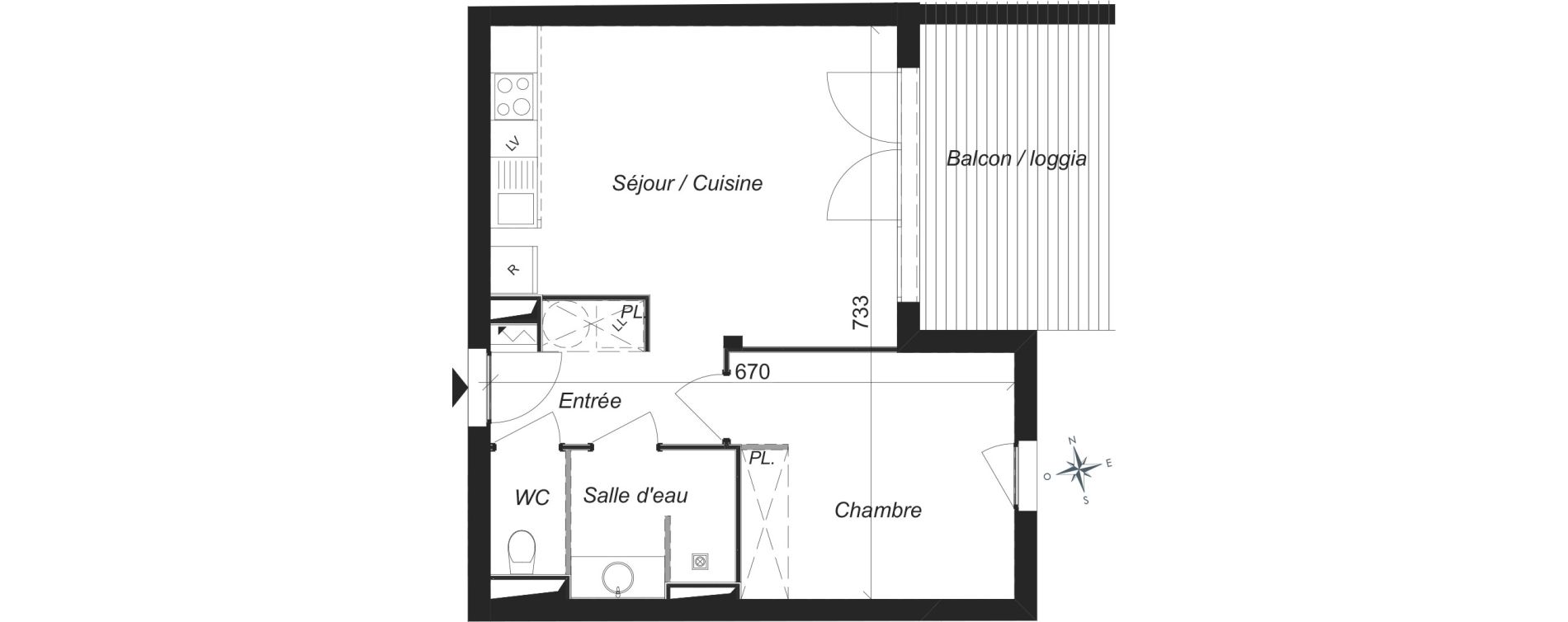 Appartement T2 de 41,50 m2 &agrave; Aucamville L'hers