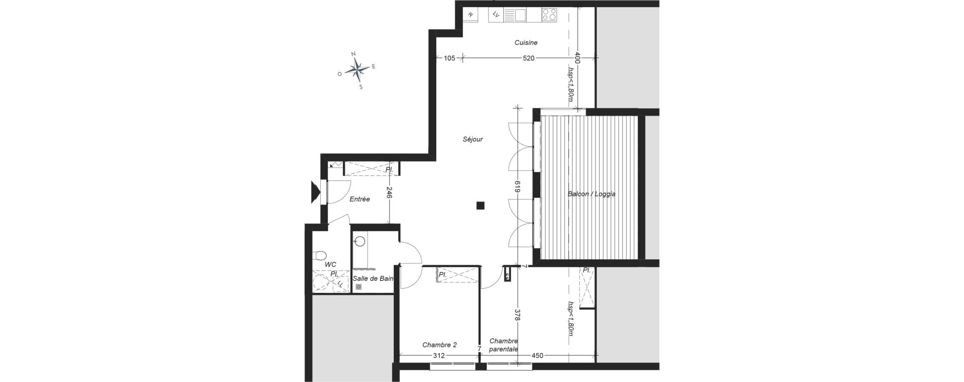 Appartement T3 de 88,60 m2 &agrave; Aucamville L'hers