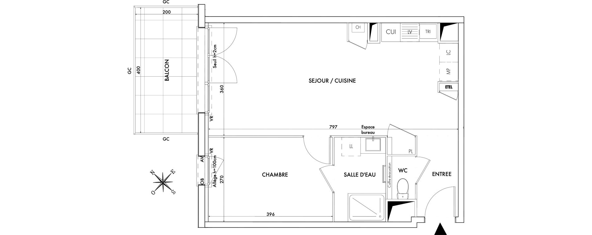 Appartement T2 de 48,07 m2 &agrave; Aussonne Centre
