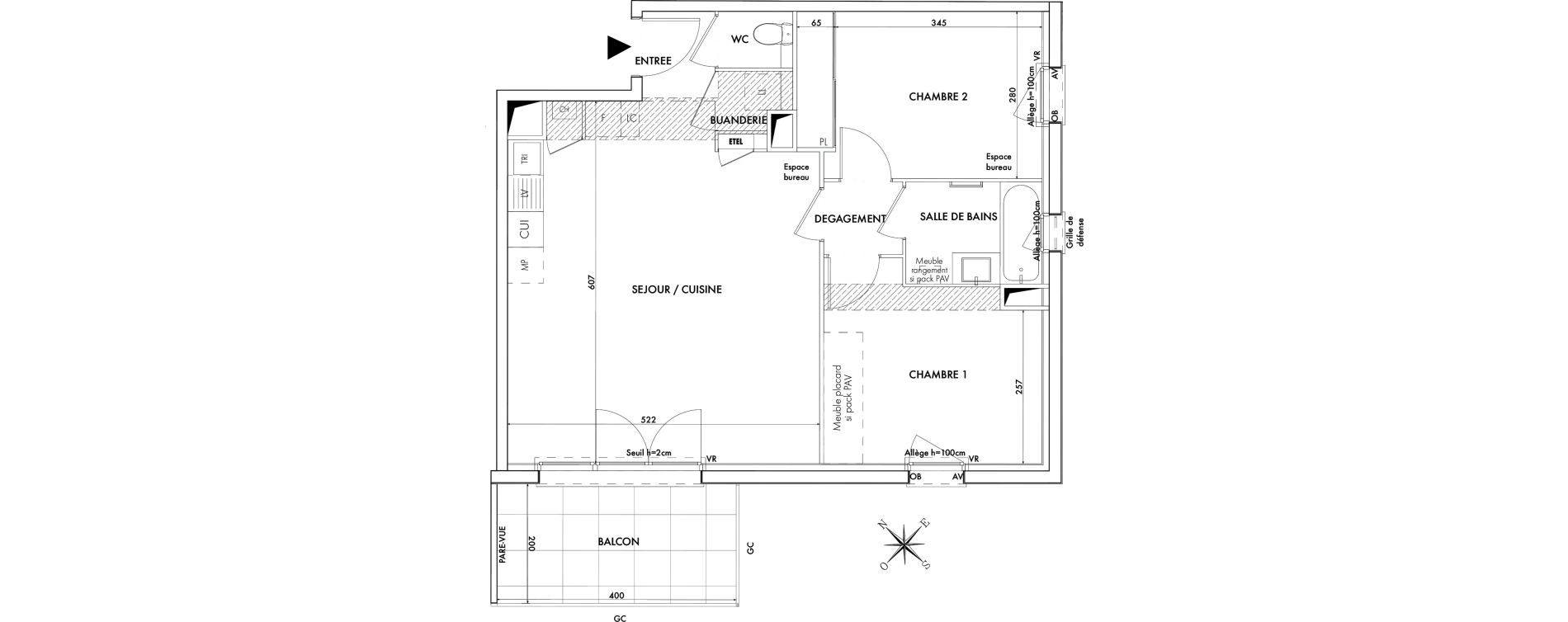 Appartement T3 de 61,78 m2 &agrave; Aussonne Centre
