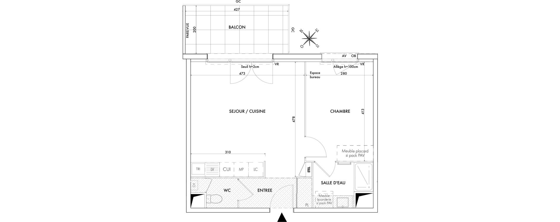 Appartement T2 de 44,20 m2 &agrave; Aussonne Centre
