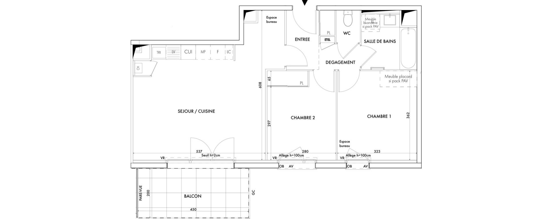 Appartement T3 de 60,74 m2 &agrave; Aussonne Centre