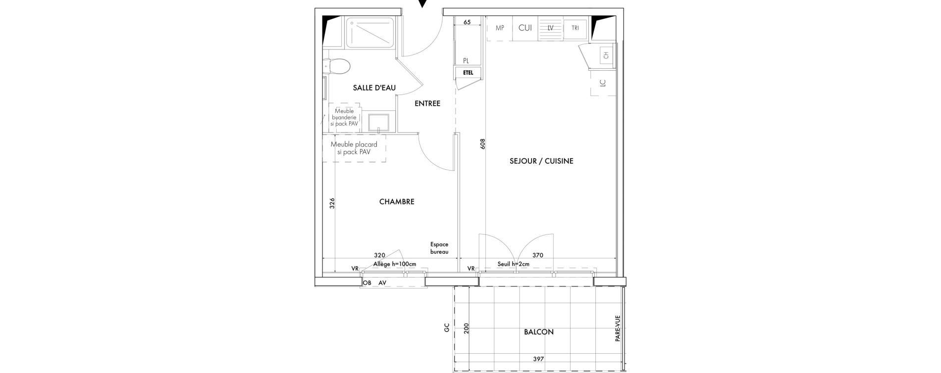 Appartement T2 de 40,63 m2 &agrave; Aussonne Centre