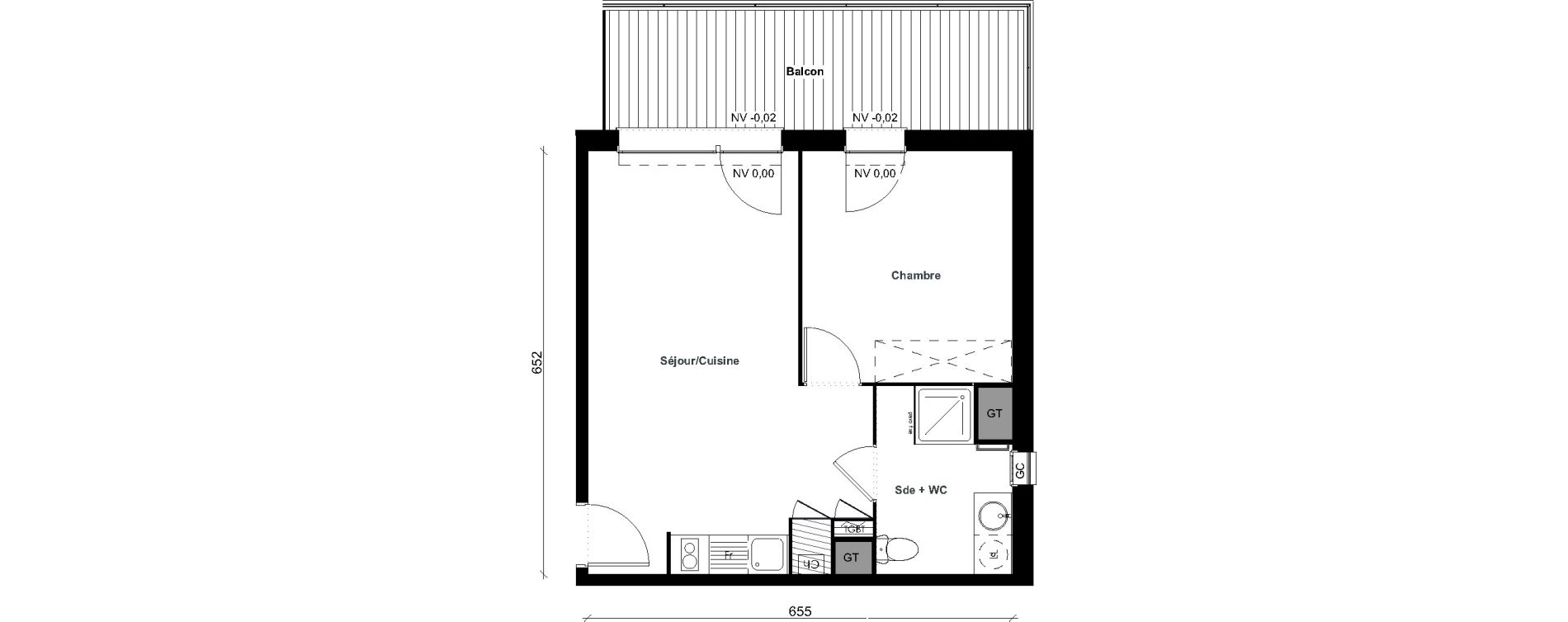 Appartement T2 de 41,05 m2 &agrave; Aussonne Centre
