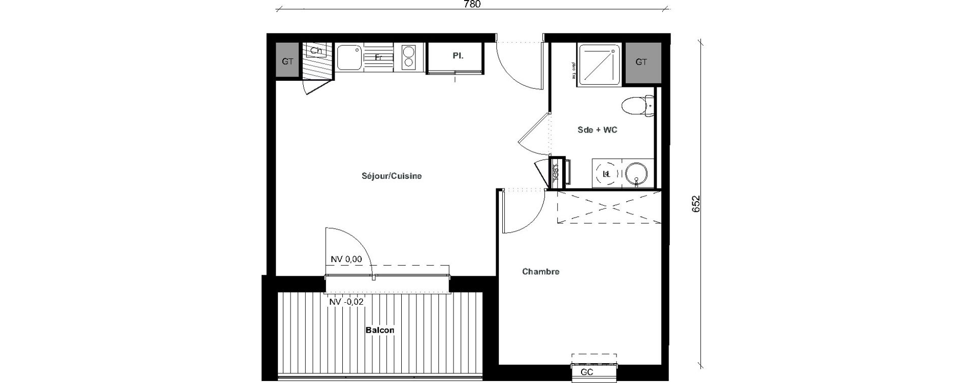 Appartement T2 de 40,60 m2 &agrave; Aussonne Centre