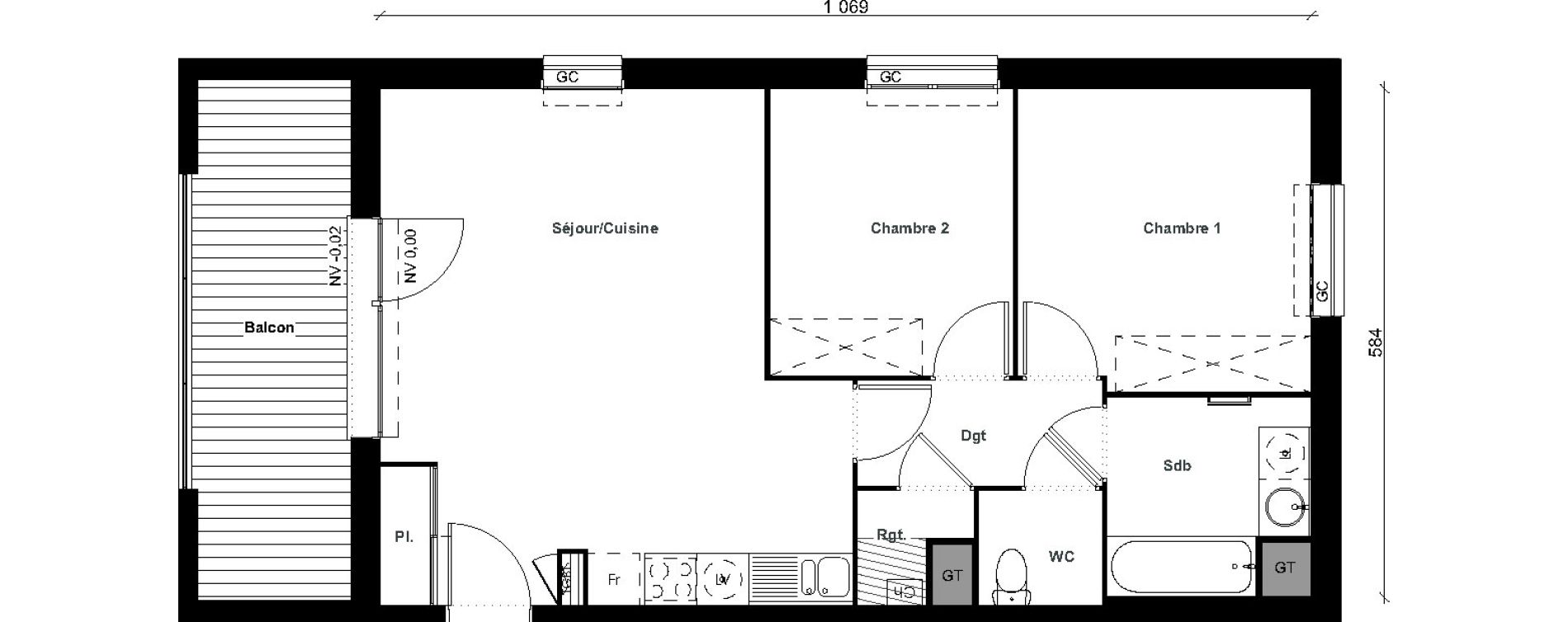 Appartement T3 de 61,02 m2 &agrave; Aussonne Centre