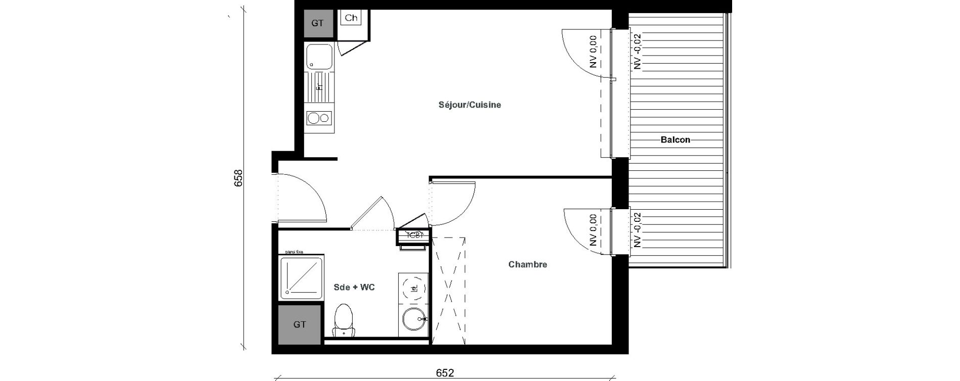 Appartement T2 de 39,15 m2 &agrave; Aussonne Centre