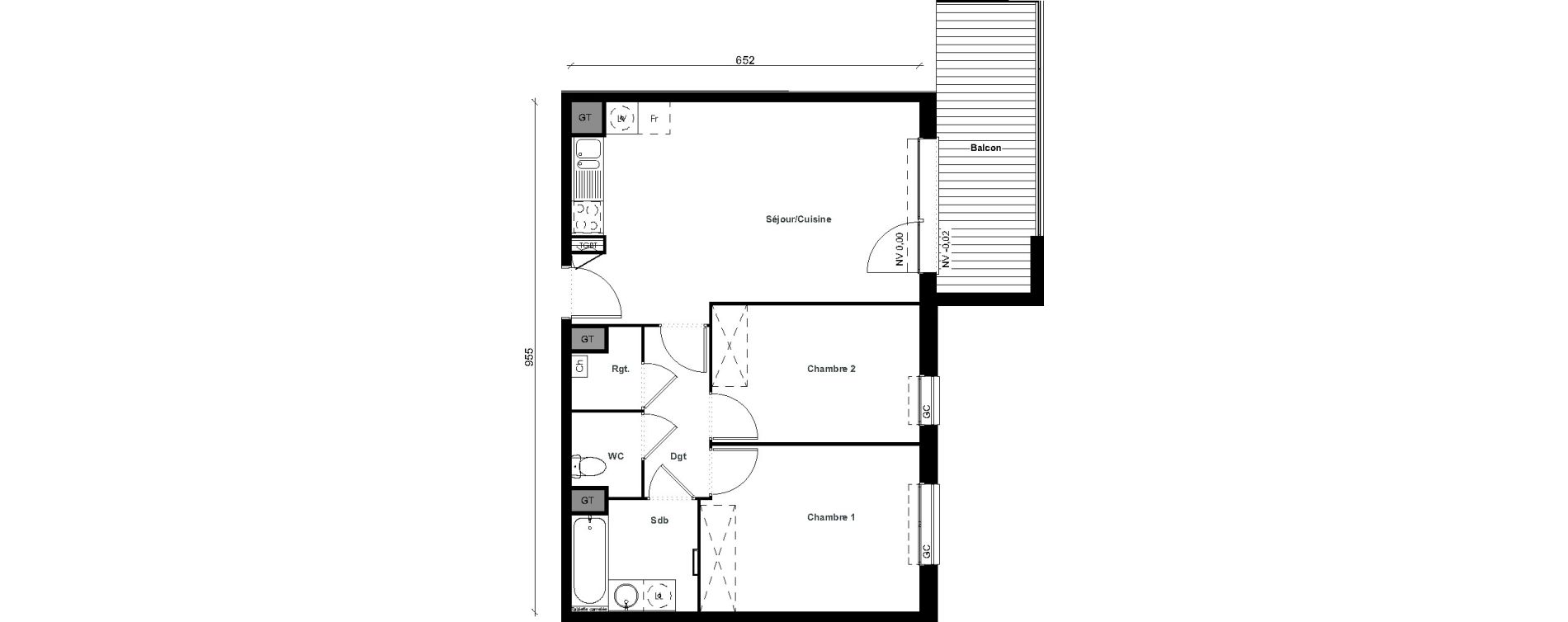 Appartement T3 de 59,76 m2 &agrave; Aussonne Centre