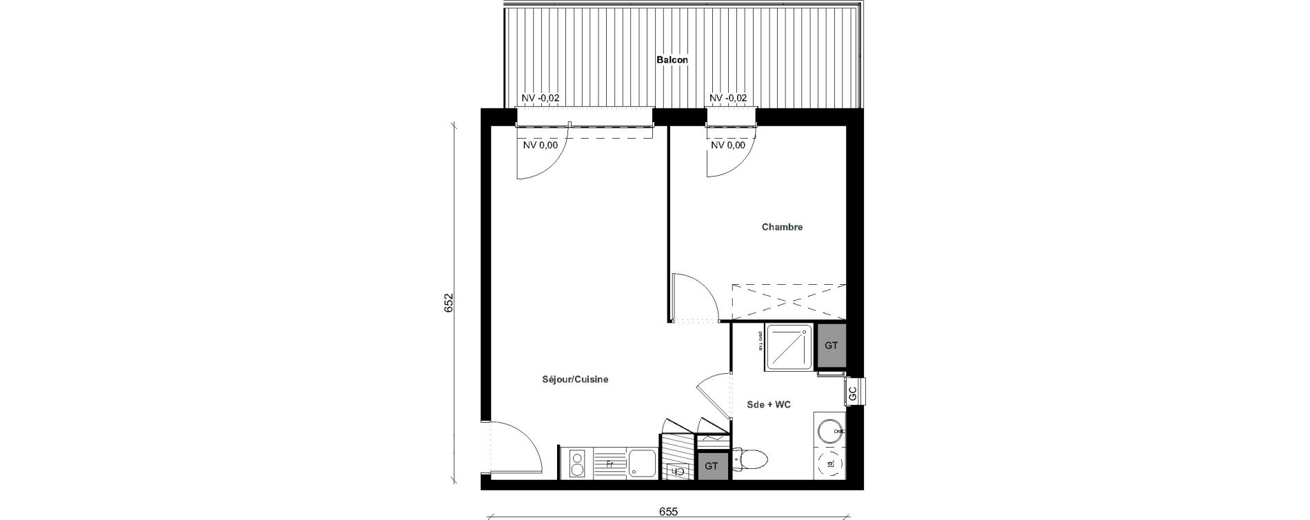 Appartement T2 de 41,04 m2 &agrave; Aussonne Centre