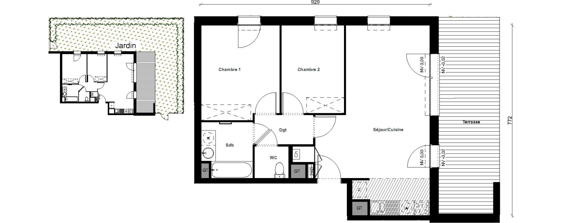 Appartement T3 de 60,05 m2 &agrave; Aussonne Centre