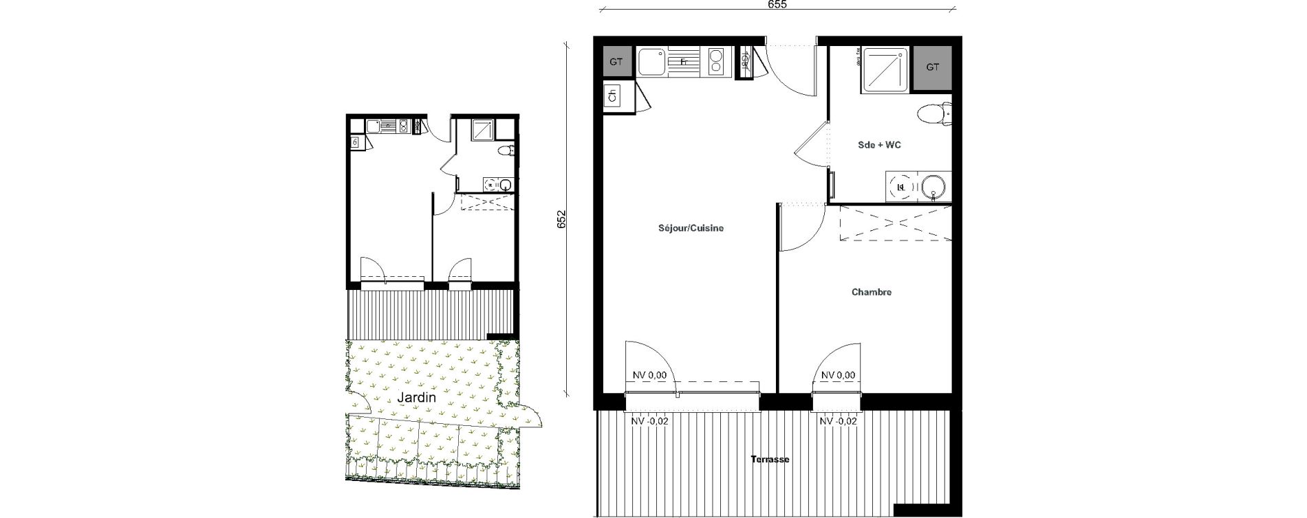 Appartement T2 de 40,83 m2 &agrave; Aussonne Centre