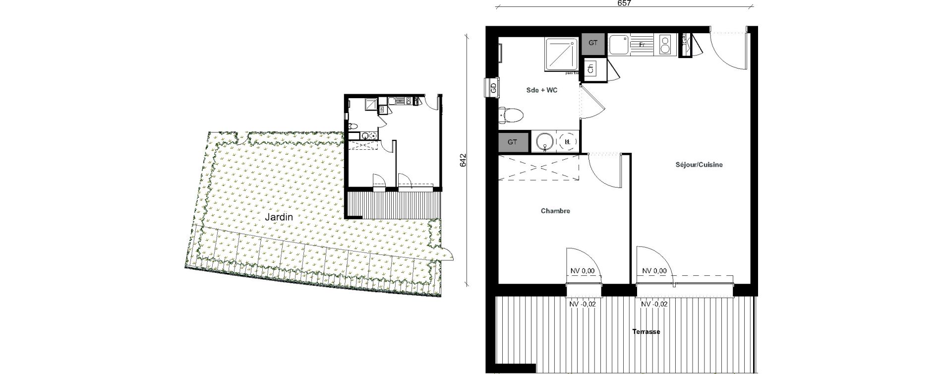 Appartement T2 de 40,88 m2 &agrave; Aussonne Centre