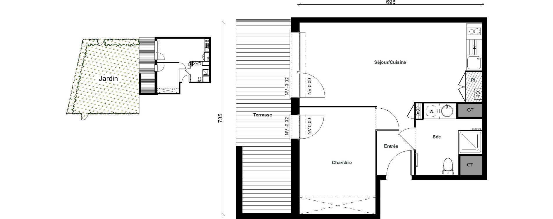Appartement T2 de 43,12 m2 &agrave; Aussonne Centre