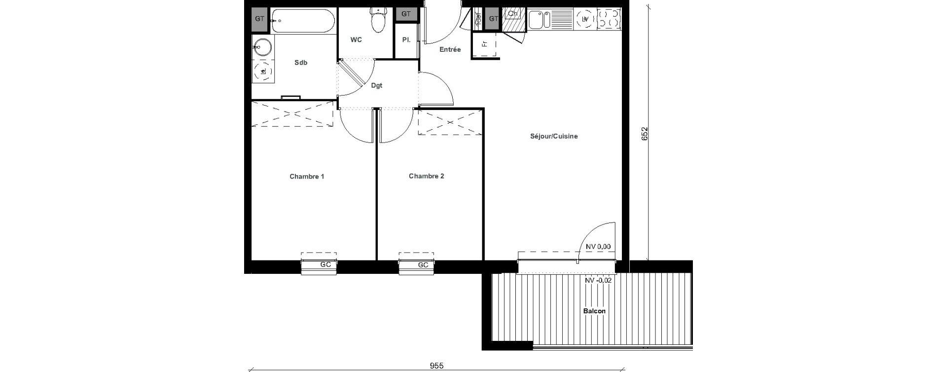 Appartement T3 de 59,98 m2 &agrave; Aussonne Centre