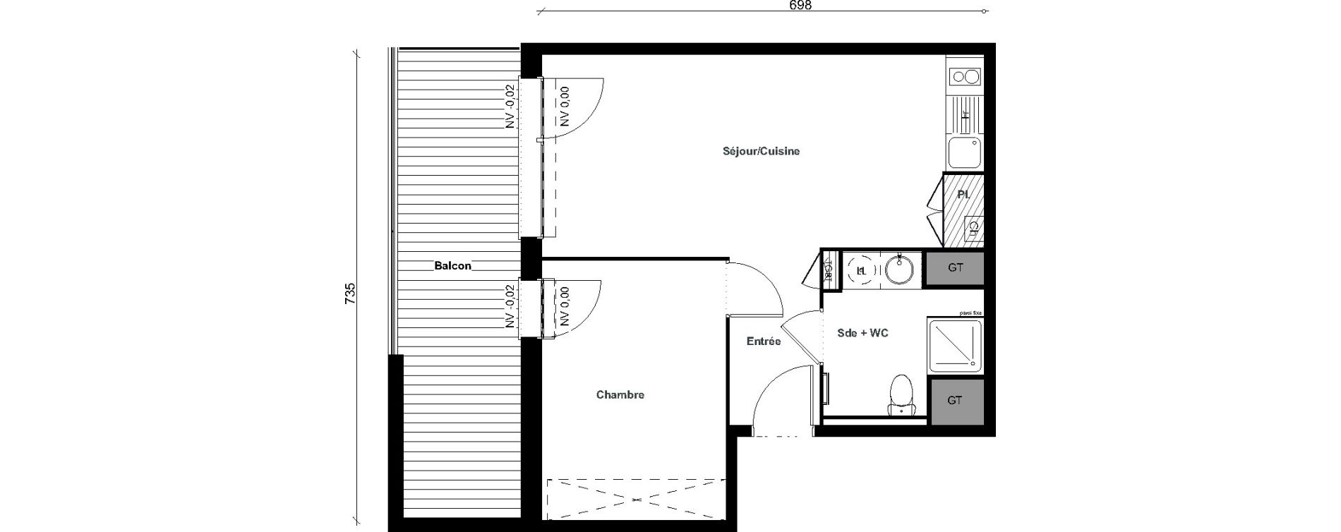 Appartement T2 de 42,87 m2 &agrave; Aussonne Centre