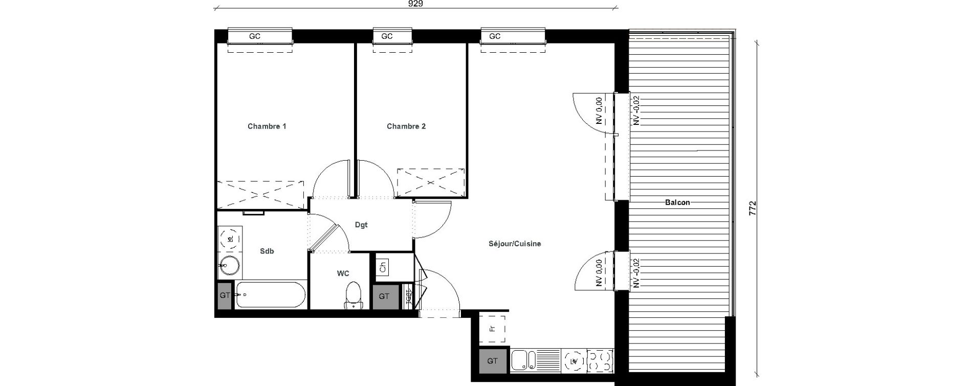 Appartement T3 de 60,01 m2 &agrave; Aussonne Centre
